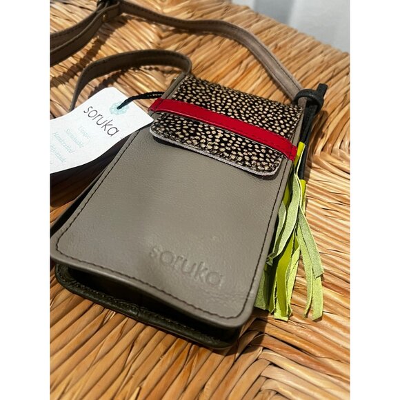 NWT New Soruka Recycled Leather Crossbody Phone Bag · Handmade Woman Small Cell - Picture 3 of 13